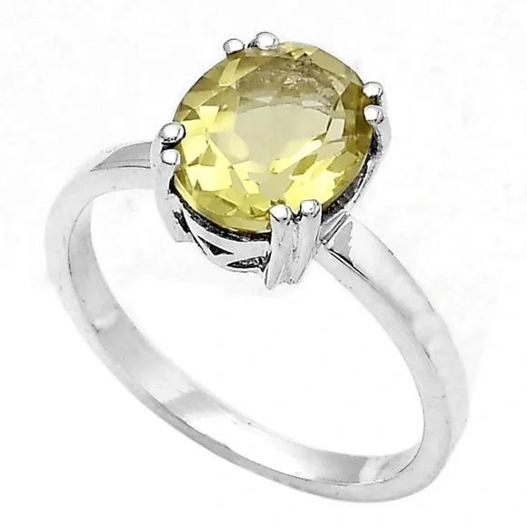 Gorgeous faceted lemon quartz sterling silver ring - Picture 1 of 4